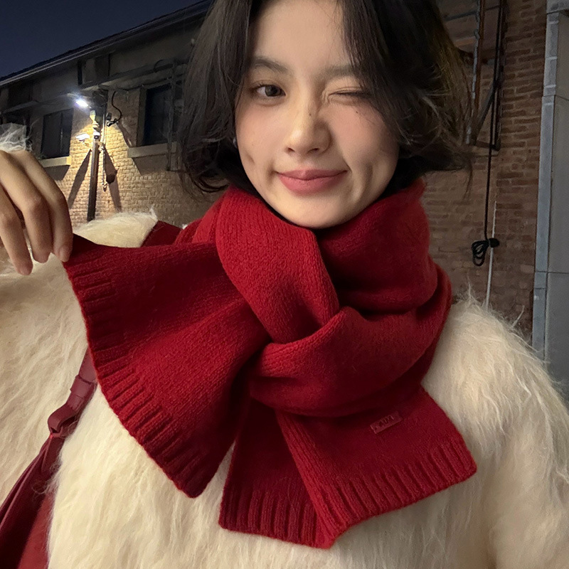 Wool Scarf Men - Solid Color 100% Pure Wool Neck