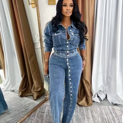 Jeans Suit Women Denim 2 Piece - огляд і ціна Down Jacket Packable
