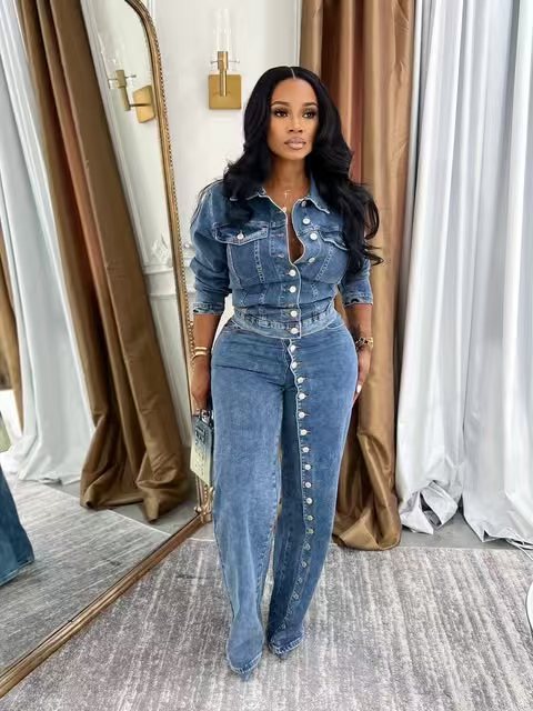 Jeans Suit Women Denim 2 Piece - огляд і ціна Down Jacket Packable