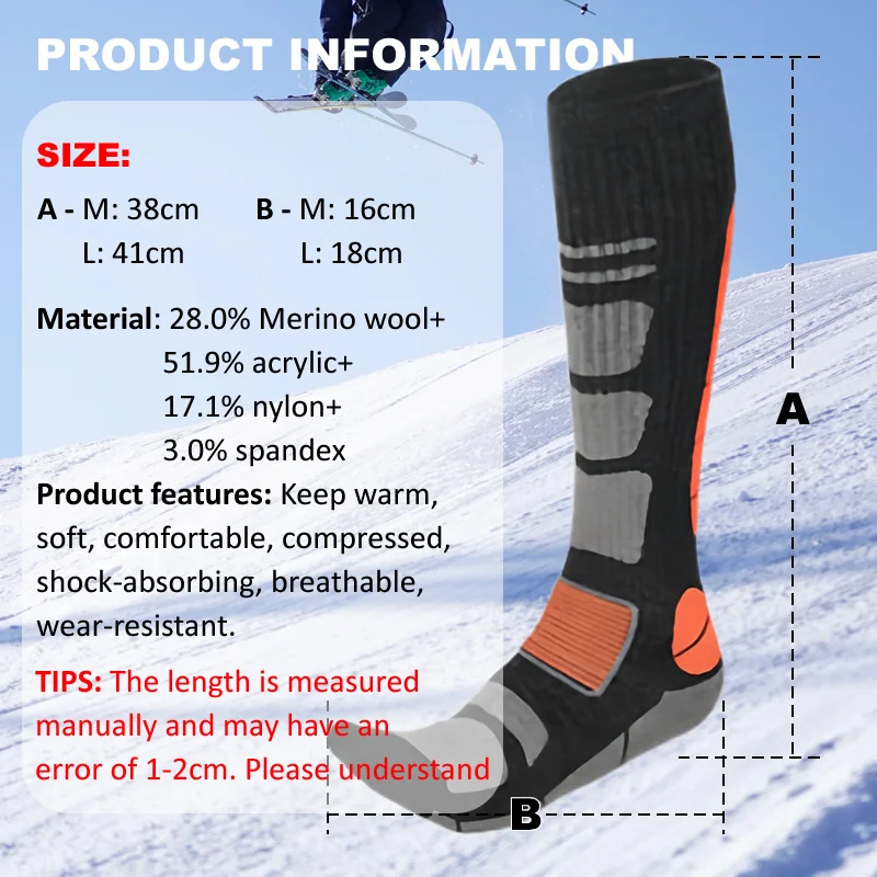 1 Pair Merino Wool Ski Socks M - огляд і ціна Thermal Sock Wool